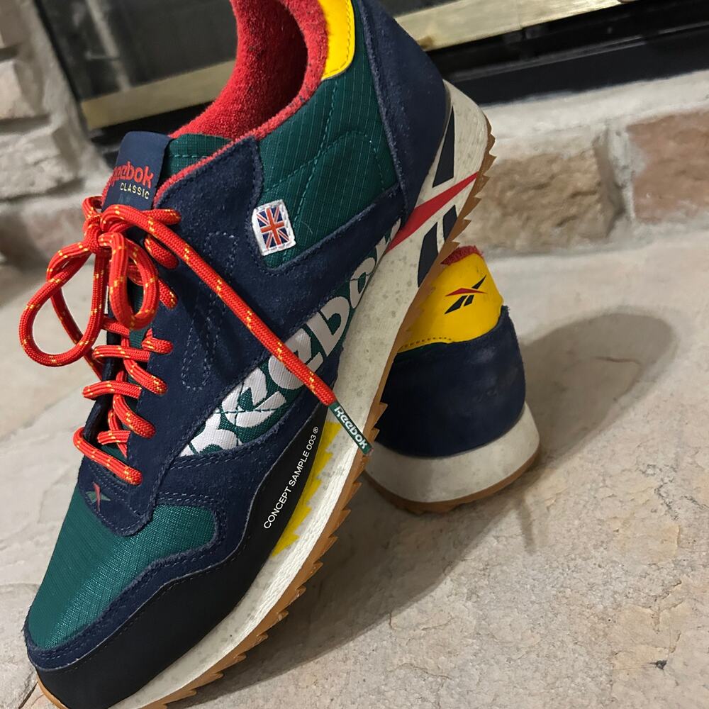Reebok Classic Leather Ripple Altered sneakers Green Red Yellow Streetwear sz 9 - Picture 9 of 10